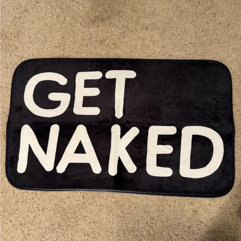 Black and White 'Get Naked' Bath Mat